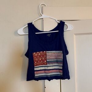 LOFT Blue cropped american flag tank